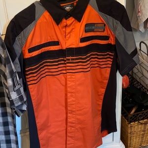Large Harley Davison button up shirt